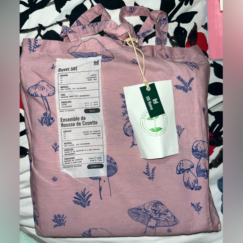 Urban Outfitters UO HOME Pink & Blue Patterned Duvet Set Sz TWIN XL NEW NWT
